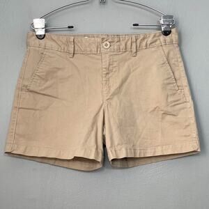 Eddie Bauer Petite Size 10 Tan Chino Shorts Legend Wash Slightly Curvy Preppy